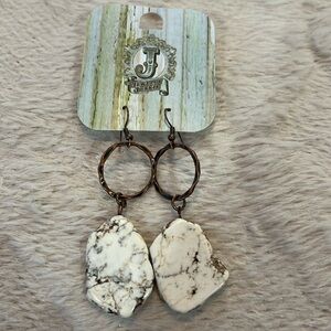 White turquoise chunky earrings-The Jewelry Junkie